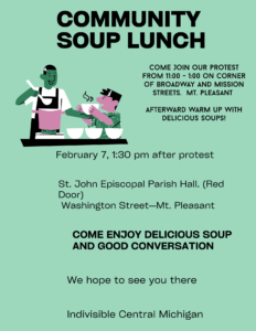 Graphic of info for Community Soup Gathering